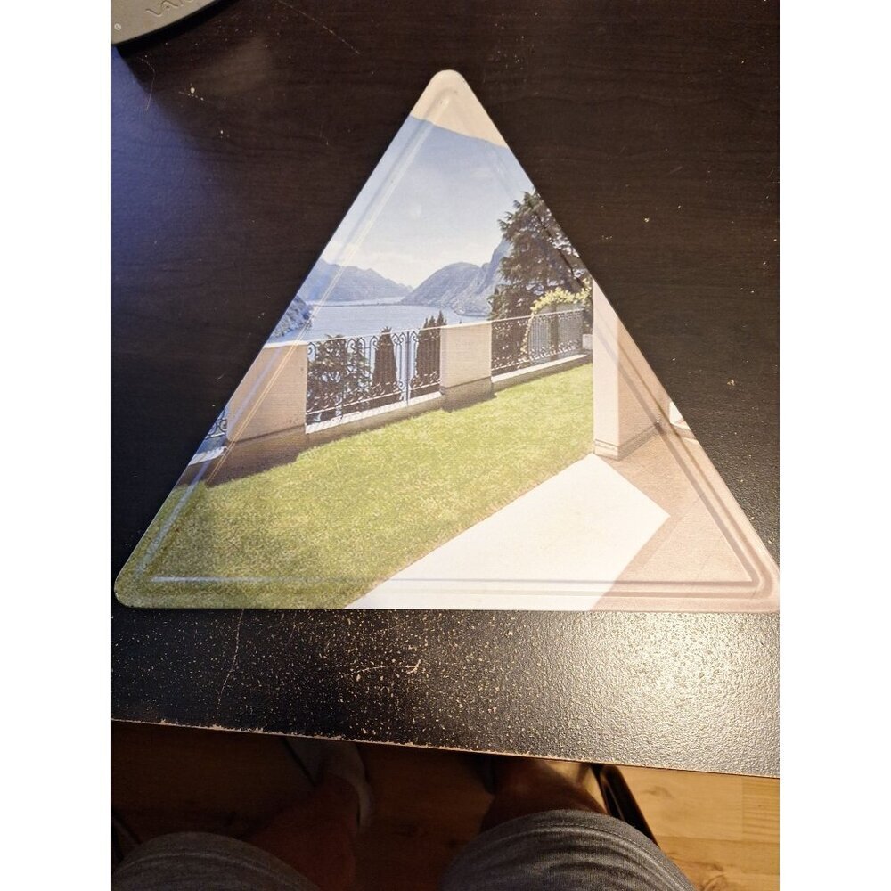 Scenic Lake View Triangular Metal Tin Sign 12" x 13.5" Rustic Landscape Wall Dec